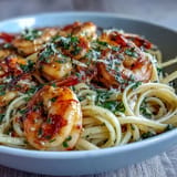 Perfect Shrimp Scampi Linguine, glistening in a rich white wine sauce, ideal for dinner.
