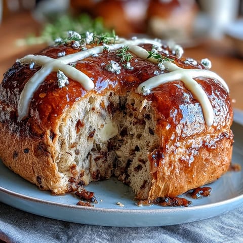 Warm Hot Cross Buns with zesty citrus glaze, a classic British sweet bread for Easter brunch.  