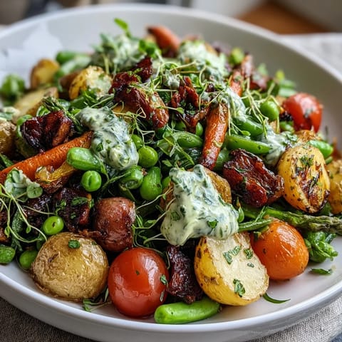 Vibrant spring vegetable platter with radishes, peas, and herb dip, arranged on a rustic board for fresh entertaining.