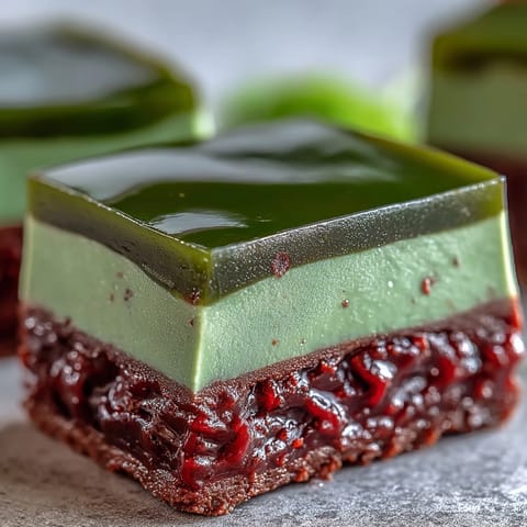 Delicious Yokan Japanese Red Bean Jelly with Matcha Layer, a perfectly chilled, layered dessert masterpiece.