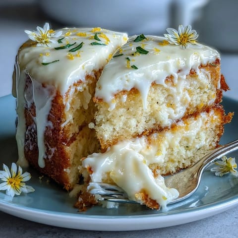 Zesty lemon cake adorned with floral elegance, perfect for celebration.