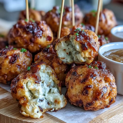 Golden Derby Party Olive Cheese Balls on skewers, a savory appetizer treat.