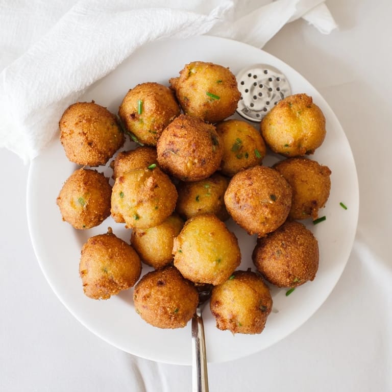 A platter of golden-brown Hushpuppies alongside crispy fried fish, perfect for a classic Southern dinner.