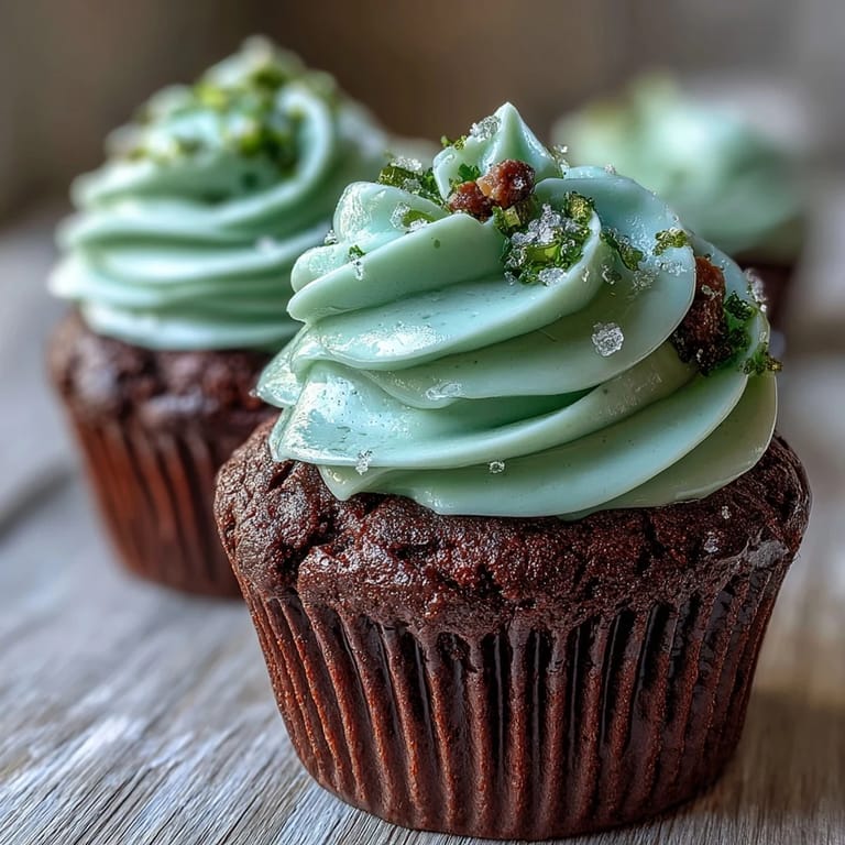 Moist green velvet cupcakes with cocoa undertones, finished with a swirl of rich cream cheese frosting.