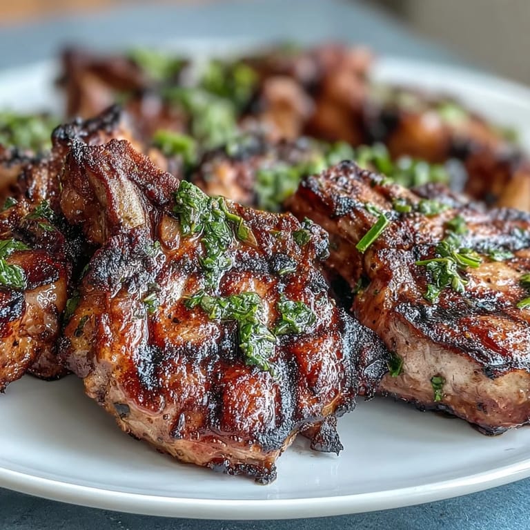 Succulent lamb chops with mint gremolata, combining juicy meat with bright, herbaceous flavors in every bite.