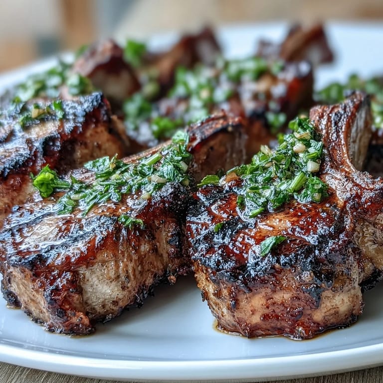 Grilled lamb chops served with a refreshing mint gremolata, perfect for an elegant Mediterranean-inspired dinner.