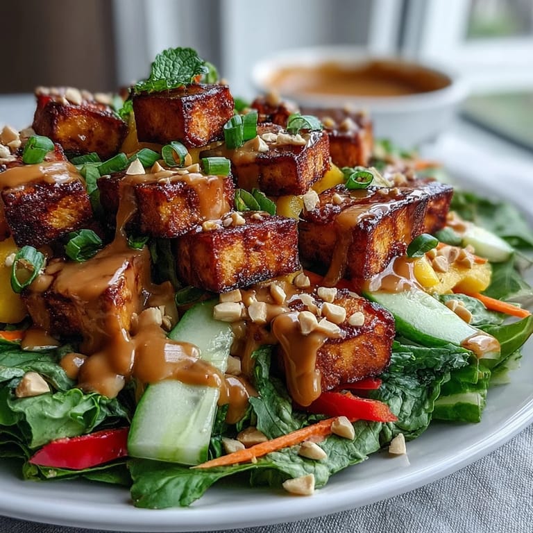 Taste the tropics: Thai Mango Salad with luscious mango, tofu, and peanut dressing.