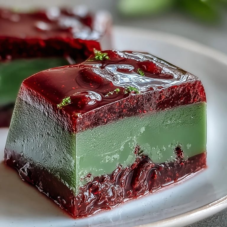 Silky Yokan Japanese Red Bean Jelly with Matcha Layer, a refreshing, traditional slice ready to enjoy.