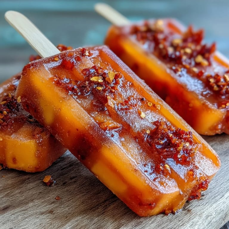 Tasty Fricy Mango Chamoy Popsicles with Tajin perfect for a refreshing, tangy treat.