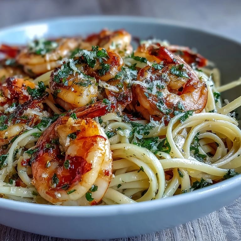 Perfect Shrimp Scampi Linguine, glistening in a rich white wine sauce, ideal for dinner.
