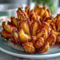 Golden dandelion fritters with crispy batter, served with a creamy herb dipping sauce for a fresh appetizer.  