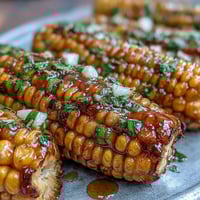 Fresh microwave corn on the cob topped with rich garlic butter, ready for a quick and flavorful side dish.
