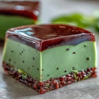 Yokan Japanese Red Bean Jelly with Matcha Layer, showcasing vibrant green tea atop smooth, dark sweet bean.